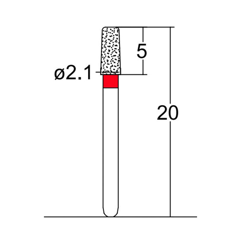 Conical, Round Edge, 2.1 mm Dia. Fine Grit Diamond Bur 5 per pack. 584.21F2
