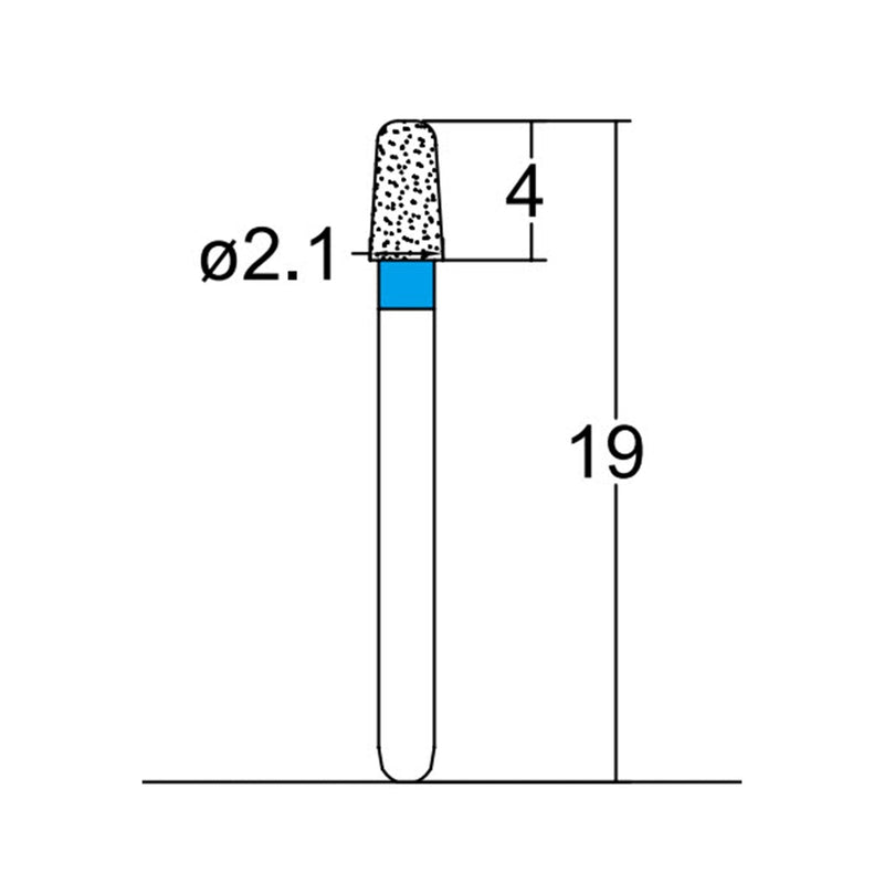 Conical, Round Edge, 2.1 mm Dia. Medium Grit Diamond Bur 5 per pack. 584.21M1