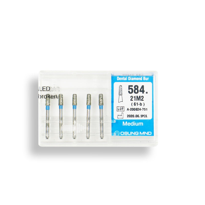 Conical, Round Edge, 2.1 mm Dia. Medium Grit Diamond Bur 5 per pack. 584.21M2