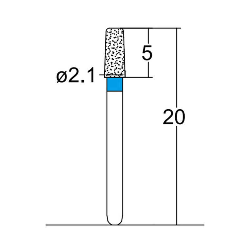 Conical, Round Edge, 2.1 mm Dia. Medium Grit Diamond Bur 5 per pack. 584.21M2