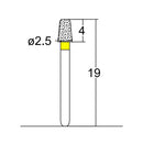 Conical, Round Edge 2.5 mm Dia. Extra Fine Grit Diamond Bur 5 per pack. 584.25EF1