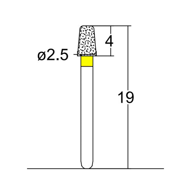 Conical, Round Edge 2.5 mm Dia. Extra Fine Grit Diamond Bur 5 per pack. 584.25EF1