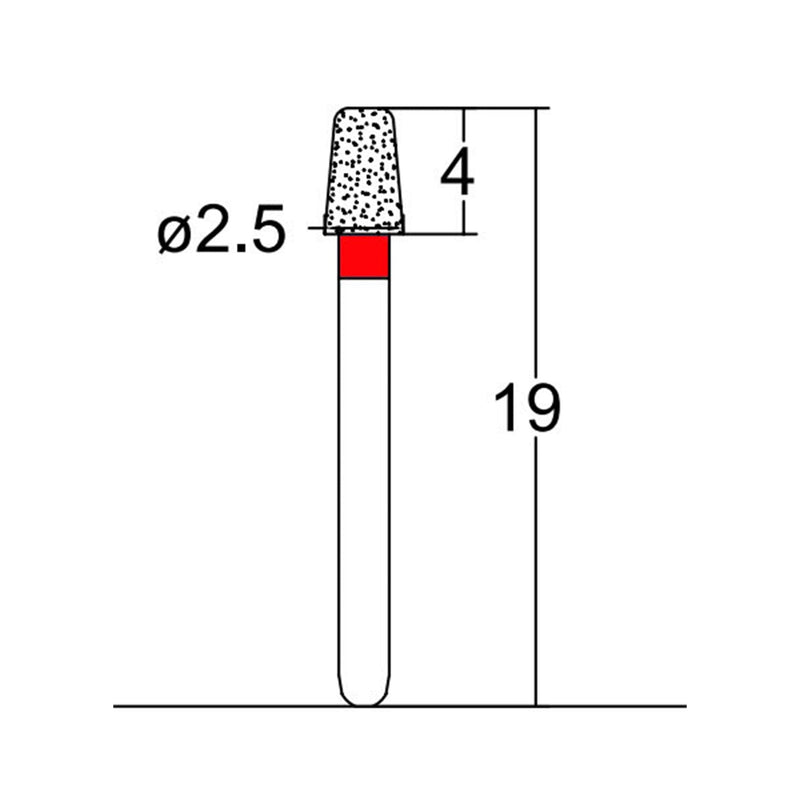 Conical, Round Edge 2.5 mm Dia. Fine Grit Diamond Bur 5 per pack. 584.25F1