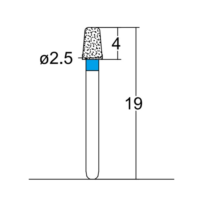 Conical, Round Edge 2.5 mm Dia. Medium Grit Diamond Bur 5 per pack. 584.25M1