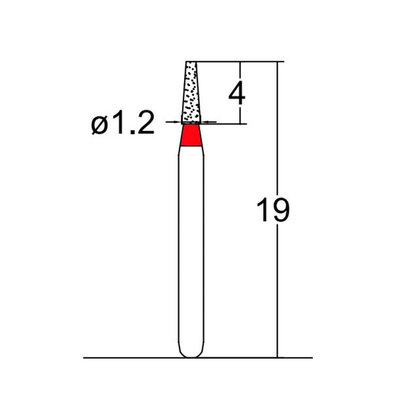 Conical, Truncated 1.2 mm Dia. Fine Grit Diamond Bur 5 per pack. 168.12F1
