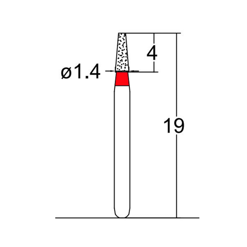 Conical, Truncated 1.4 mm Dia. Fine Grit Diamond Bur 5 per pack. 168.14F1