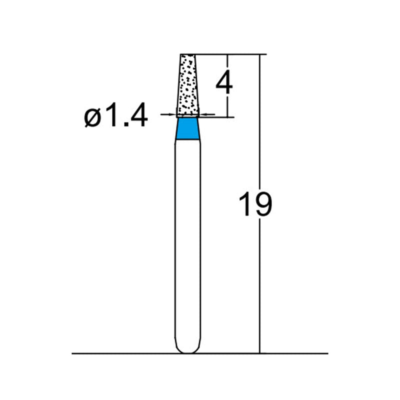 Conical, Truncated 1.4 mm Dia. Medium Grit Diamond Bur 5 per pack. 168.14M2