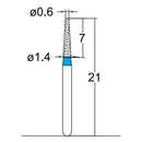 Conical, Truncated 1.4 mm Dia. Medium Grit Diamond Bur 5 per pack. 168.14M3