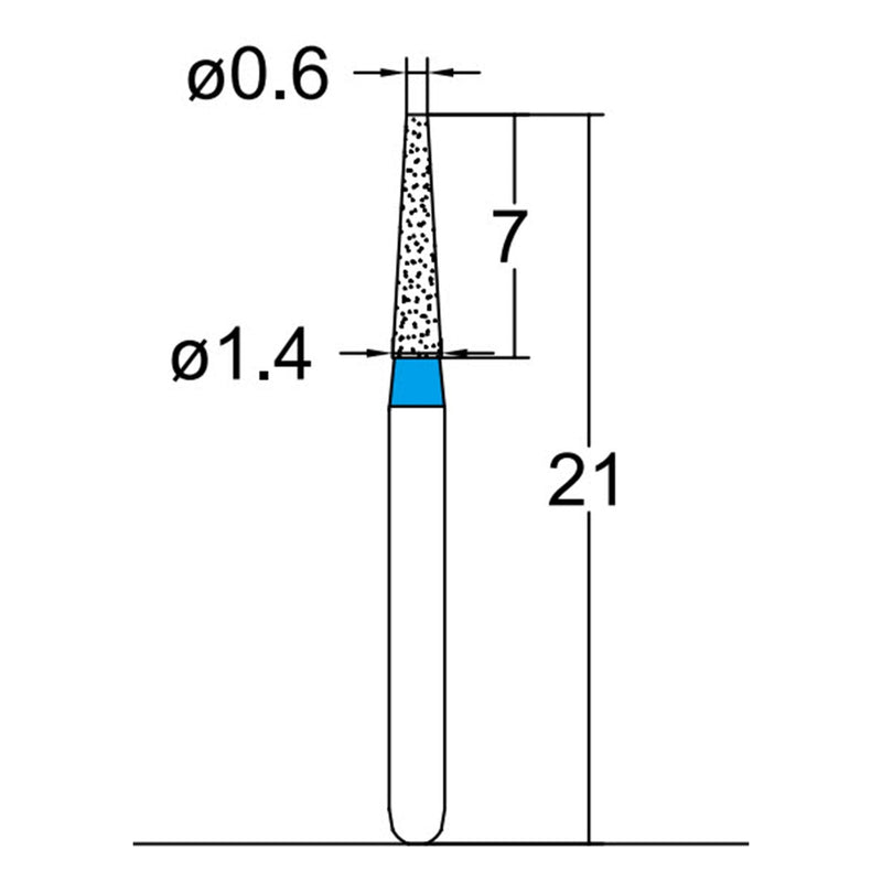 Conical, Truncated 1.4 mm Dia. Medium Grit Diamond Bur 5 per pack. 168.14M3