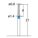 Conical, Truncated 1.4 mm Dia Medium Grit Diamond Bur 5 per pack. 168.14M4 - Osung USA