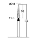 Conical, Truncated 1.6 mm Dia. Extra Coarse Grit Diamond Bur 5 per pack. 168.16EC5