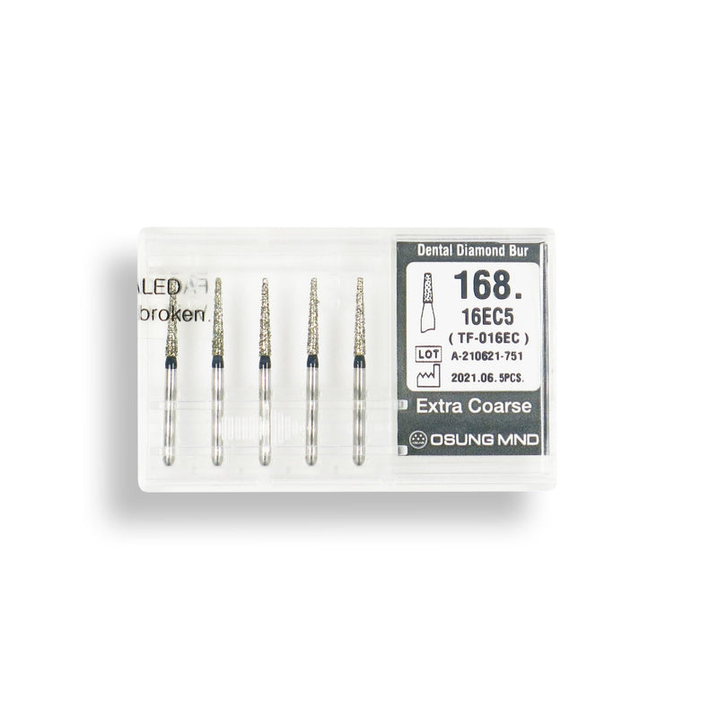 Conical, Truncated 1.6 mm Dia. Extra Coarse Grit Diamond Bur 5 per pack. 168.16EC5