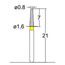 Conical, Truncated 1.6 mm Dia. Extra Fine Grit Diamond Bur 5 per pack. 168.16EF2