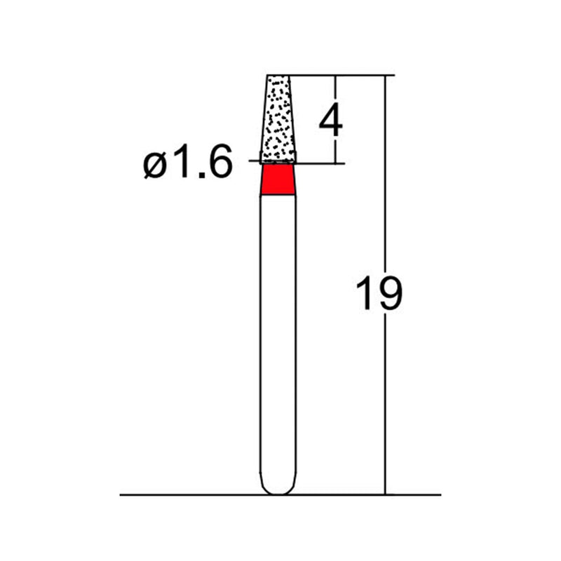 Conical, Truncated 1.6 mm Dia. Fine Grit Diamond Bur 5 per pack. 168.16F1
