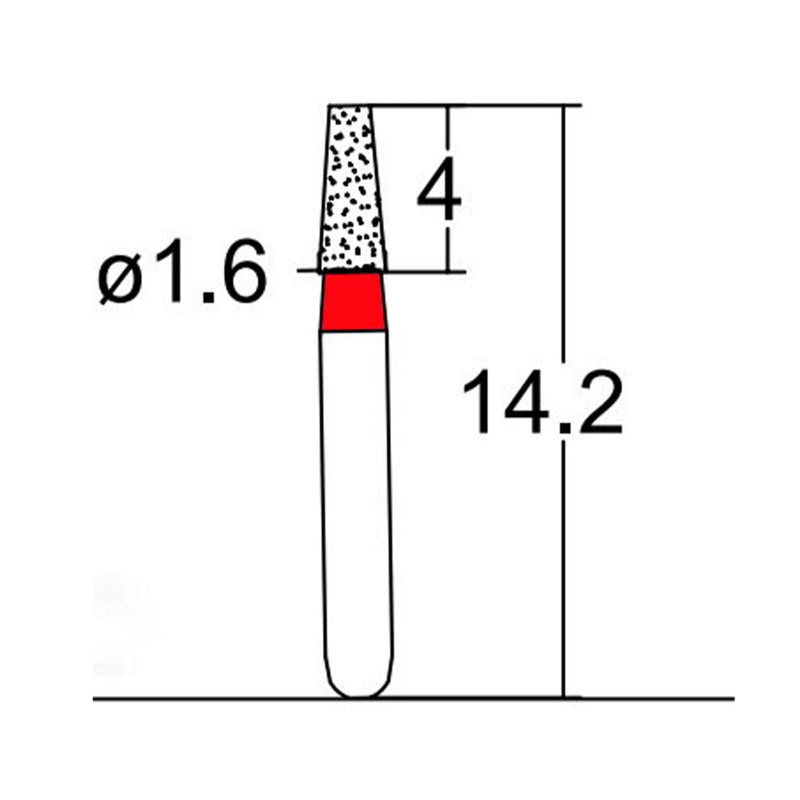 Conical, Truncated 1.6 mm Dia. Fine Grit Diamond Bur 5 per pack. 168.16F1SS