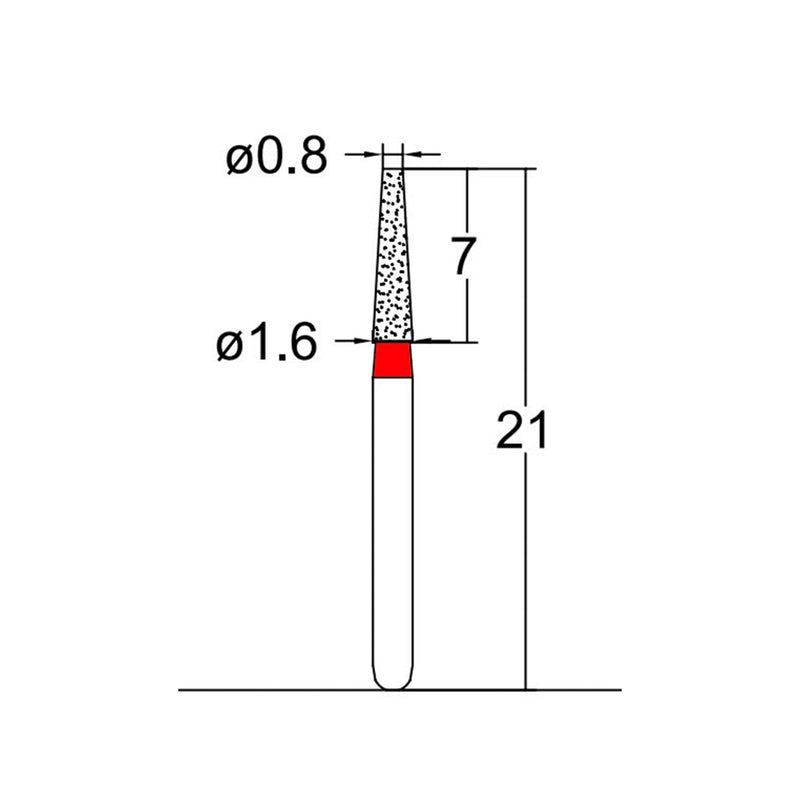 Conical, Truncated 1.6 mm Dia. Fine Grit Diamond Bur 5 per pack. 168.16F2
