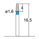 Conical, Truncated 1.6 mm Dia. Medium Grit Diamond Bur 5 per pack. 168.16M1S