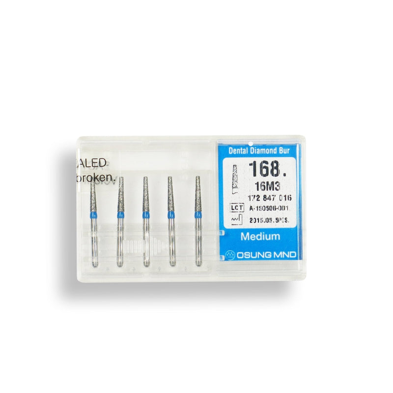 Conical, Truncated 1.6 mm Dia. Medium Grit Diamond Bur 5 per pack. 168.16M3