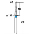 Conical, Truncated 1.6 mm Dia. Medium Grit Diamond Bur 5 per pack. 168.16M6