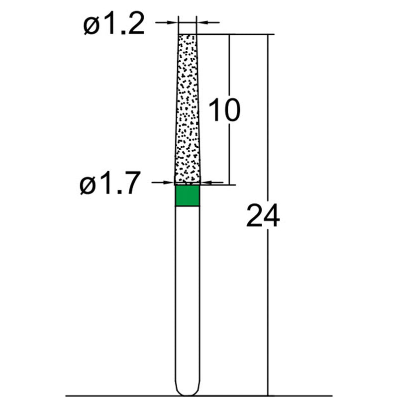 Conical, Truncated 1.7 mm Dia. Coarse Grit Diamond Bur 5 per pack. 168.17C1