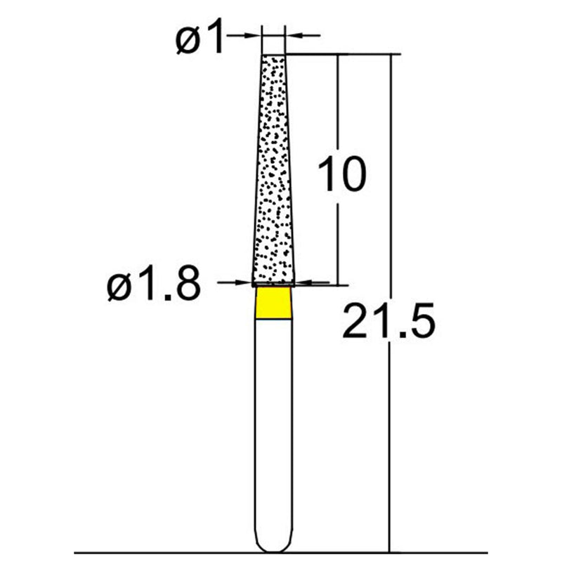 Conical, Truncated 1.8 mm Dia. Extra Fine Grit Diamond Bur 5 per pack. 168.18EF2