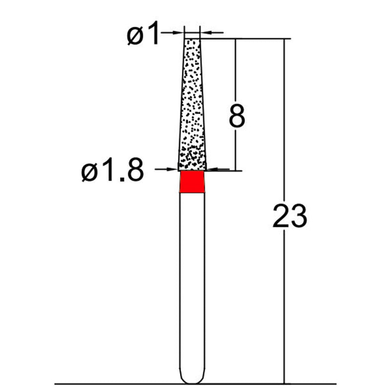 Conical, Truncated 1.8 mm Dia. Fine Grit Diamond Bur 5 per pack. 168.18F3