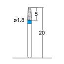Conical, Truncated 1.8 mm Dia. Medium Grit Diamond Bur 5 per pack. 168.18M1