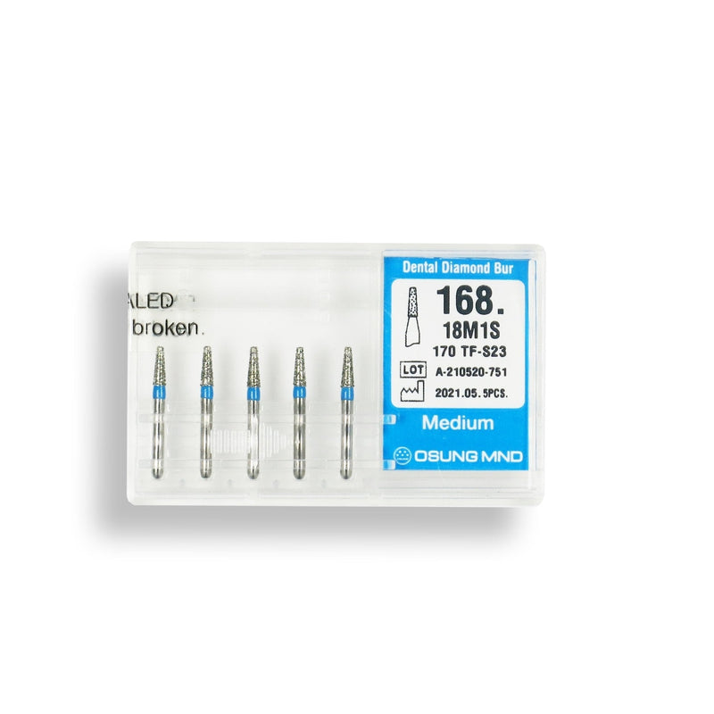 Conical, Truncated 1.8 mm Dia. Medium Grit Diamond Bur 5 per pack. 168.18M1S