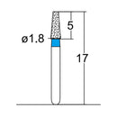 Conical, Truncated 1.8 mm Dia. Medium Grit Diamond Bur 5 per pack. 168.18M1S