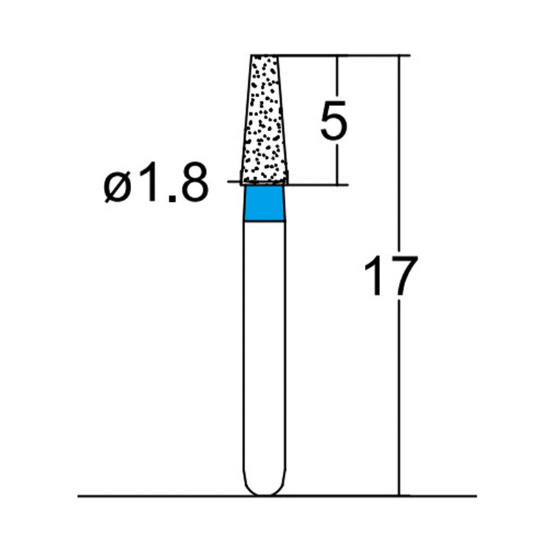 Conical, Truncated 1.8 mm Dia. Medium Grit Diamond Bur 5 per pack. 168.18M1S