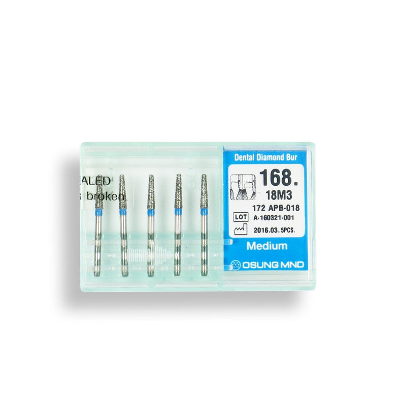 Conical, Truncated 1.8 mm Dia. Medium Grit Diamond Bur 5 per pack. 168.18M3
