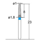 Conical, Truncated 1.8 mm Dia. Medium Grit Diamond Bur 5 per pack. 168.18M3 - Osung USA