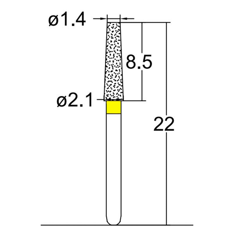 Conical, Truncated 2.1 mm Dia. Extra Fine Grit Diamond Bur 5 per pack. 168.21EF2