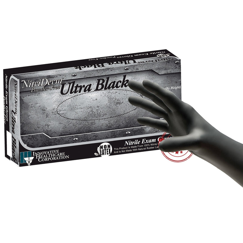 NitriDerm® Ultra Black Nitrile Exam Glove, Medium, Black