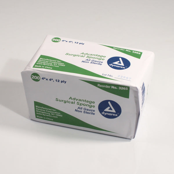 ADVANTAGE GAUZE SPONGE, 4 X 4 INCH, 12-PLY, SOLD AS 10/CASE DYNAREX 3265
