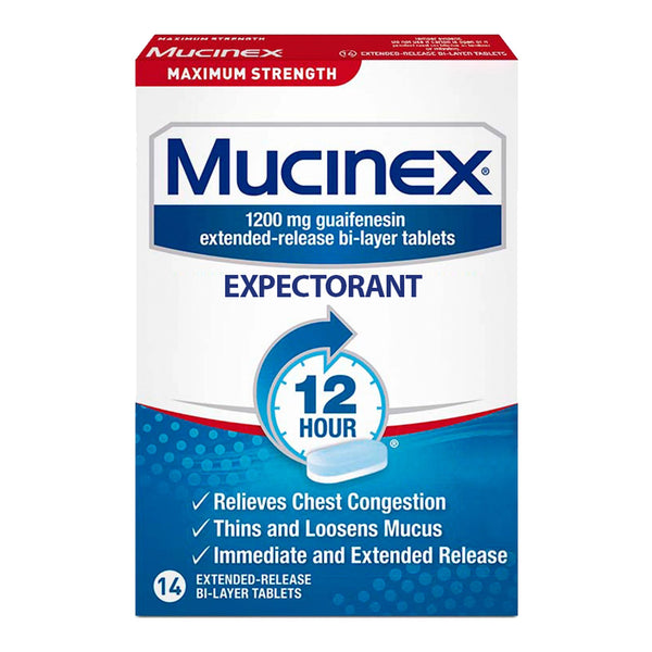 MUCINEX® EXPECTORANT TABLETS, MAXIMUM STRENGTH, SOLD AS 28/CARTON RECKITT 63824002336