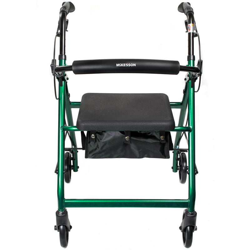 MCKESSON FOLDING ALUMINUM FOUR-WHEEL ROLLATOR, GREEN, SOLD AS 1/EACH MCKESSON 146-R726GR