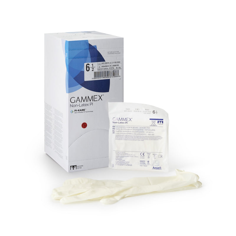GAMMEX® NON-LATEX PI POLYISOPRENE SURGICAL GLOVE, SIZE 6.5, WHITE, SOLD AS 50/BOX ANSELL 20685765
