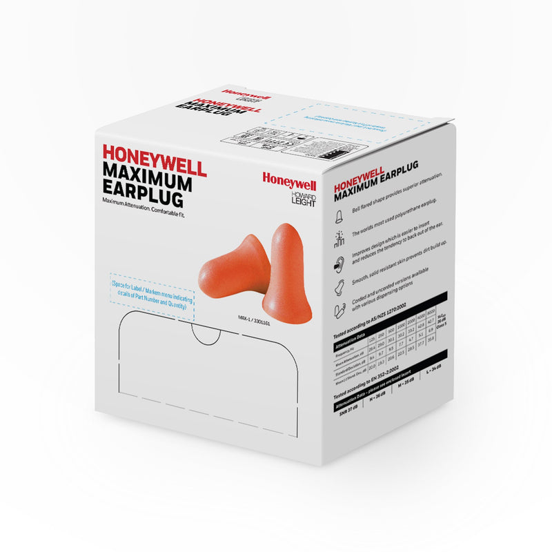 HOWARD LEIGHT BY HONEYWELL MAXIMUM DISPOSABLE FOAM EARPLUGS, SOLD AS 1/BOX HONEYWELL MXM-1