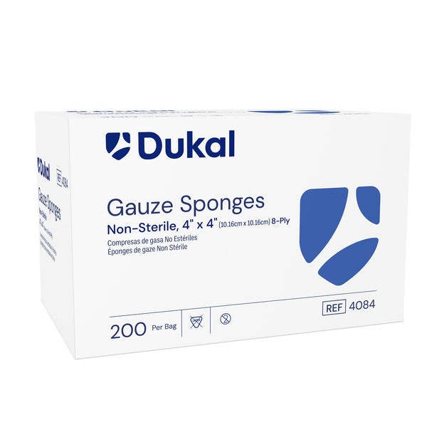 DUKAL™ GAUZE SPONGE, 4 X 4 INCH, 8-PLY, SOLD AS 4000/CASE DUKAL 4084