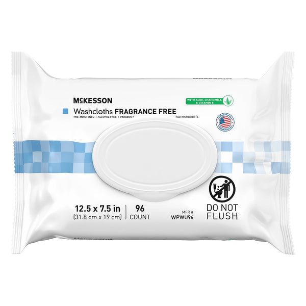 MCKESSON FRAGRANCE FREE WASHCLOTHS, 96 CT., SOLD AS 576/CASE MCKESSON WPWU96