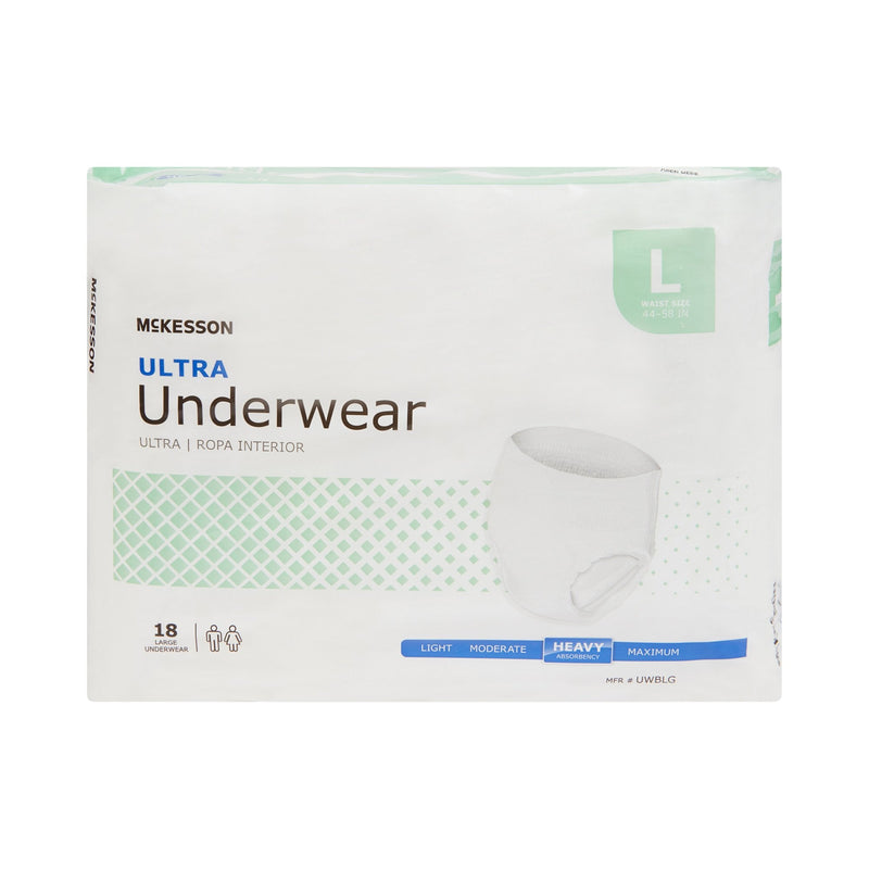 McKesson Ultra Heavy Absorbent Underwear, Large 4/CASE -UWBLG