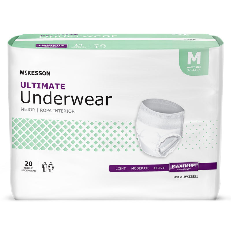 MCKESSON ULTIMATE HEAVY ABSORBENCY INCONTINENCE UNDERWEAR, MEDIUM, SOLD AS 80/CASE MCKESSON UW33851