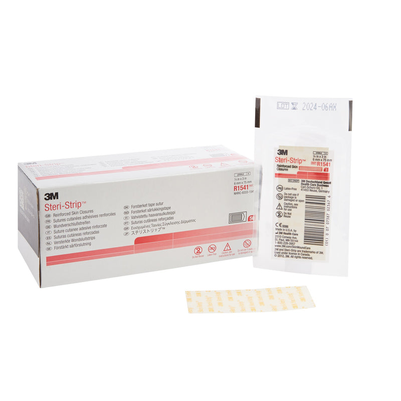 3M STERI-STRIP SKIN CLOSURE STRIPS, 1/4 INCH X 3 INCH, REINFORCED STRIP, WHITE, SOLD AS 50/BOX SOLVENTUM R1541