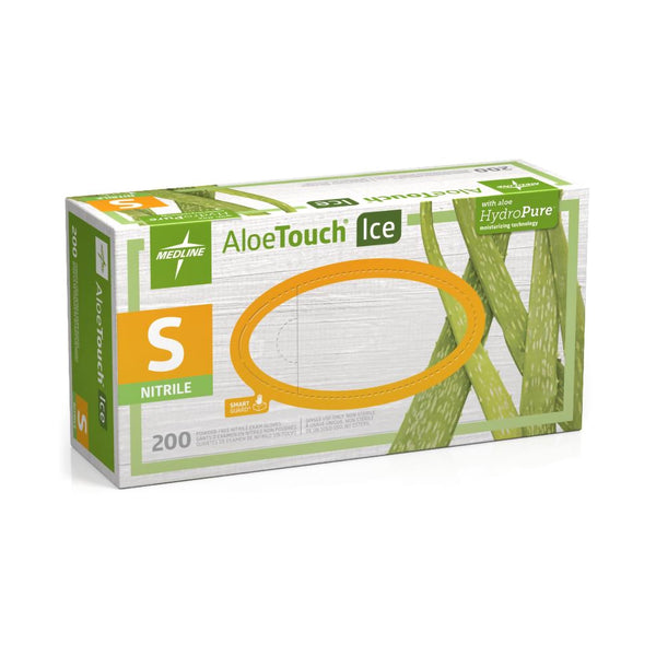 ALOETOUCH® ICE™ NITRILE EXAM GLOVE, SMALL, GREEN, SOLD AS 200/BOX MEDLINE MDS195284