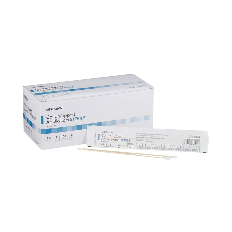 MCKESSON COTTON TIP WOOD SHAFT SWABSTICKS, 6-INCH LENGTH, SOLD AS 100/BOX MCKESSON 24-106-2S