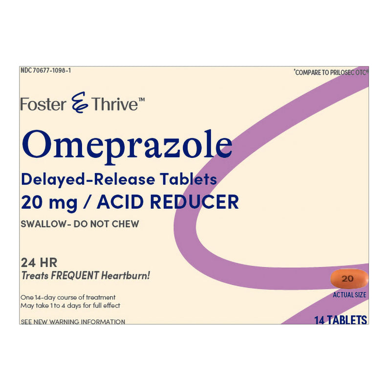 FOSTER & THRIVE™ OMEPRAZOLE 20 MG DELAYED RELEASE TABLETS, SOLD AS 1/BOX MCKESSON 70677109801