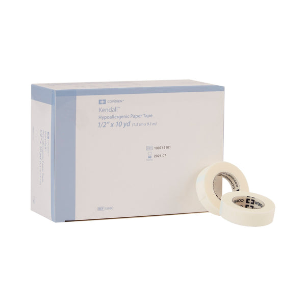 KENDALL™ HYPOALLERGENIC PAPER MEDICAL TAPE, 1/2 INCH X 10 YARD, WHITE, SOLD AS 24/BOX CARDINAL 1596C