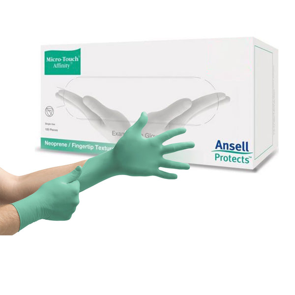 MICRO-TOUCH® AFFINITY® POLYCHLOROPRENE EXAM GLOVE, MEDIUM, GREEN, SOLD AS 10/CASE ANSELL 3772