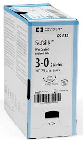 SUTURE, TAPER POINT, SIZE 3-0, BLACK, 5X30", NEEDLE V-20, ½ CIRCLE, 2 DZ/BX, SOLD AS BOX MEDTRONIC/MINIMALLY 10000446